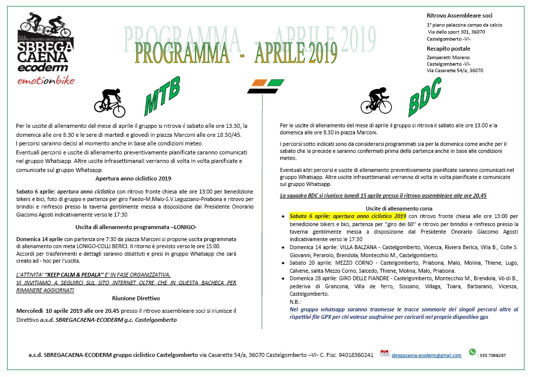 Programma mese Aprile