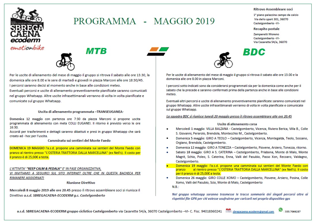 Programma mese Maggio